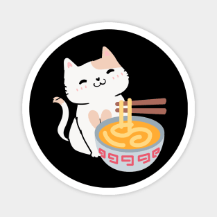 Cute Cat Eating Ramen Magnet